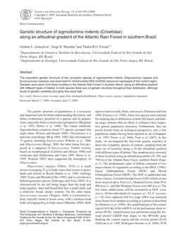 Genetic Structure of Sigmodontine Rodents (Cricetidae) Along an Altitudinal Gradient of the Atlantic Rain Forest in Southern Brazil