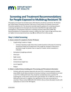 Mdr Tb Exposure Screening and Treatment Recommendations
