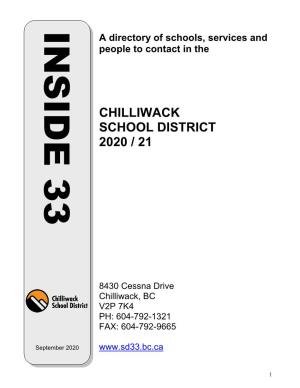 Chilliwack School District 2020 / 21