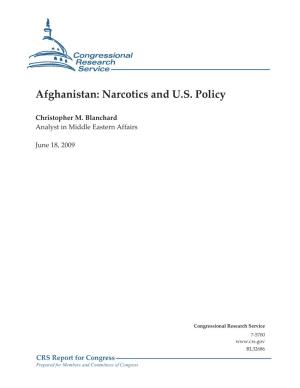 Afghanistan: Narcotics and U.S