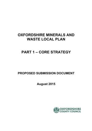 Minerals and Waste Core Strategy to the Secretary of State for Examination
