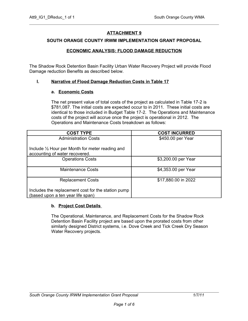 South Orange County Irwm Implementation Grant Proposal s1