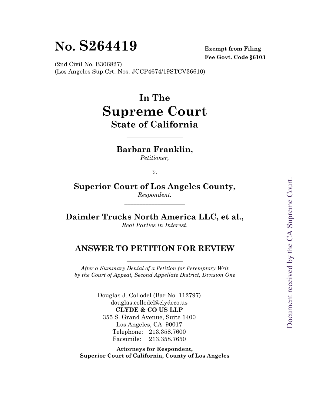 Superior Court of Los Angeles County, Respondent