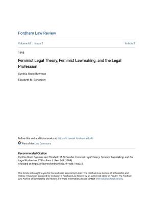 Feminist Legal Theory, Feminist Lawmaking, and the Legal Profession