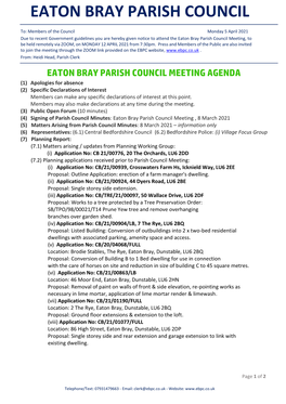 Eaton Bray Parish Council Agenda April 2021
