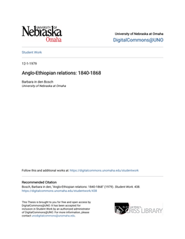 Anglo-Ethiopian Relations: 1840-1868