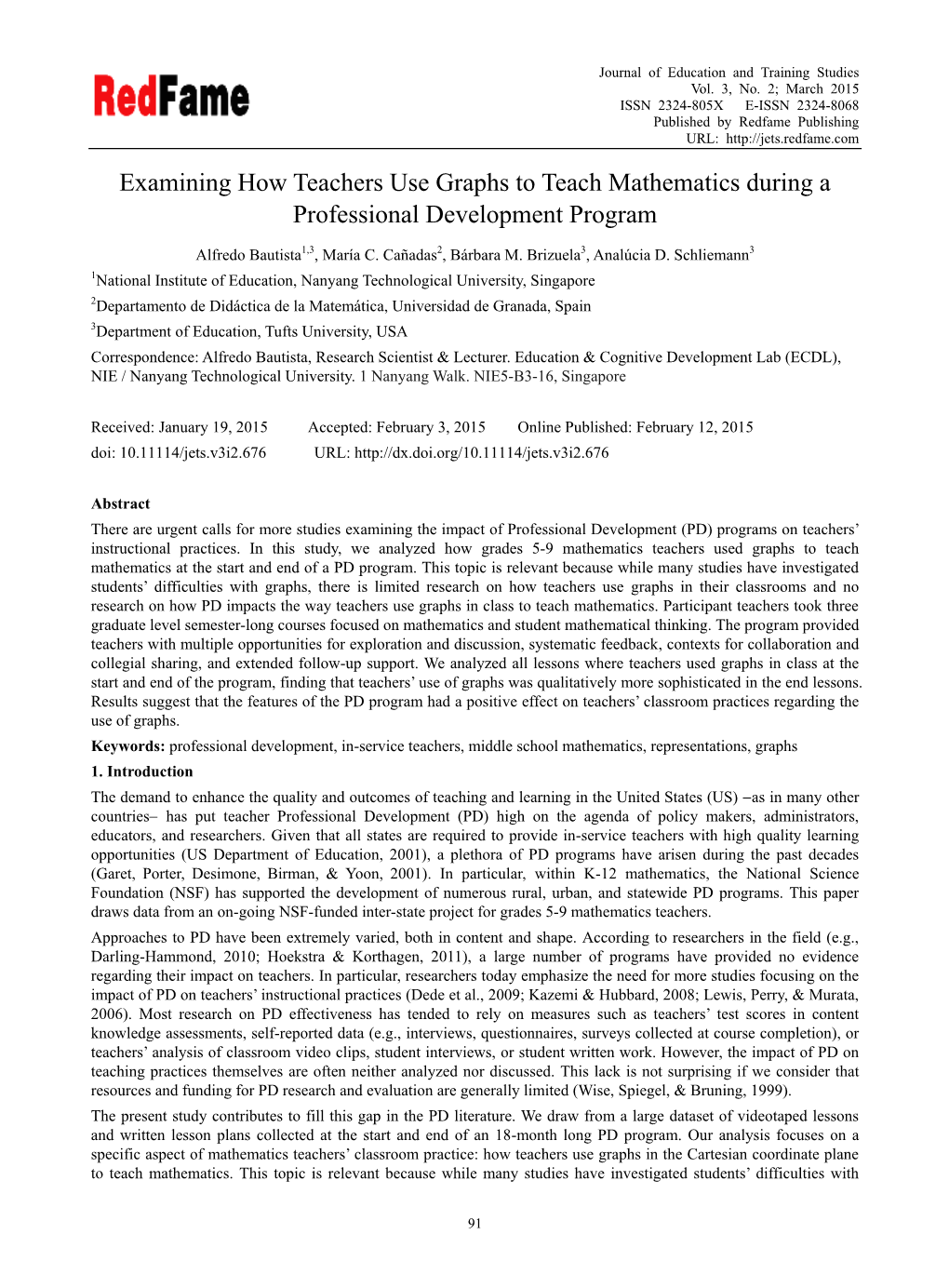 Examining How Teachers Use Graphs to Teach Mathematics During a Professional Development Program