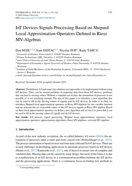 Iot Devices Signals Processing Based on Shepard Local Approximation Operators Deﬁned in Riesz MV-Algebras