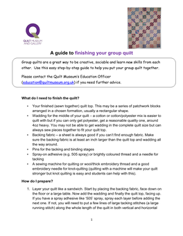 A Guide to Finishing Your Group Quilt