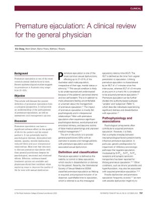 Premature Ejaculation: a Clinical Review for the General Physician