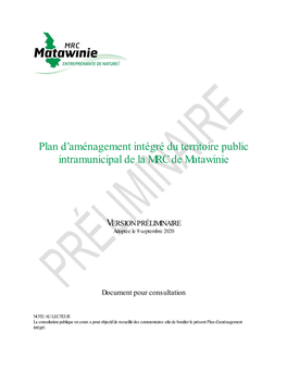 Plan D'aménagement Intégré Du Territoire Public Intramunicipal De La