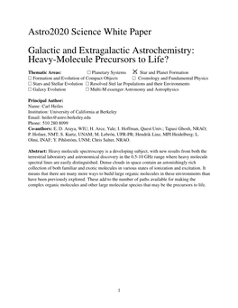 Galactic and Extragalactic Astrochemistry: Heavy-Molecule Precursors to Life?