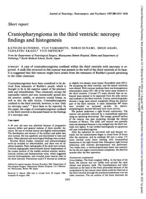 Craniopharyngioma in the Third Ventricle: Necropsy Findings and Histogenesis