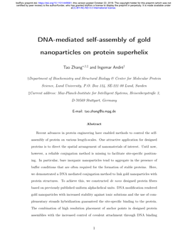 DNA-Mediated Self-Assembly of Gold Nanoparticles on Protein Superhelix