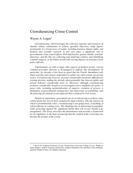 Crowdsourcing Crime Control