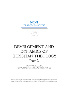DEVELOPMENT and DYNAMICS of CHRISTIAN THEOLOGY Part 2