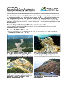 Construction Information About the Sideling Hill Road Cut & Exhibit Center