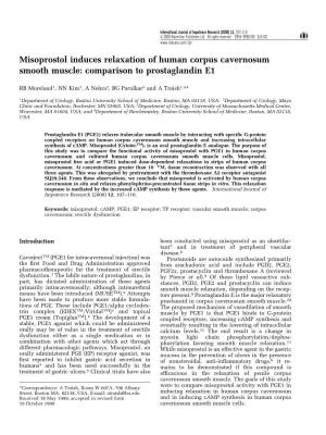 Misoprostol Induces Relaxation of Human Corpus Cavernosum Smooth Muscle: Comparison to Prostaglandin E1
