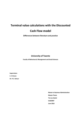 Terminal Value Calculations with the Discounted Cash Flow Model