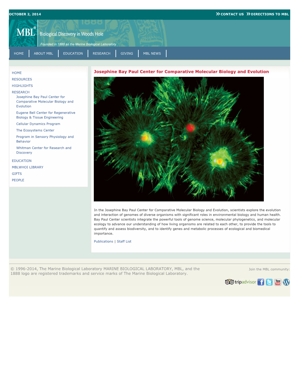 Josephine Bay Paul Center for Comparative Molecular Biology And