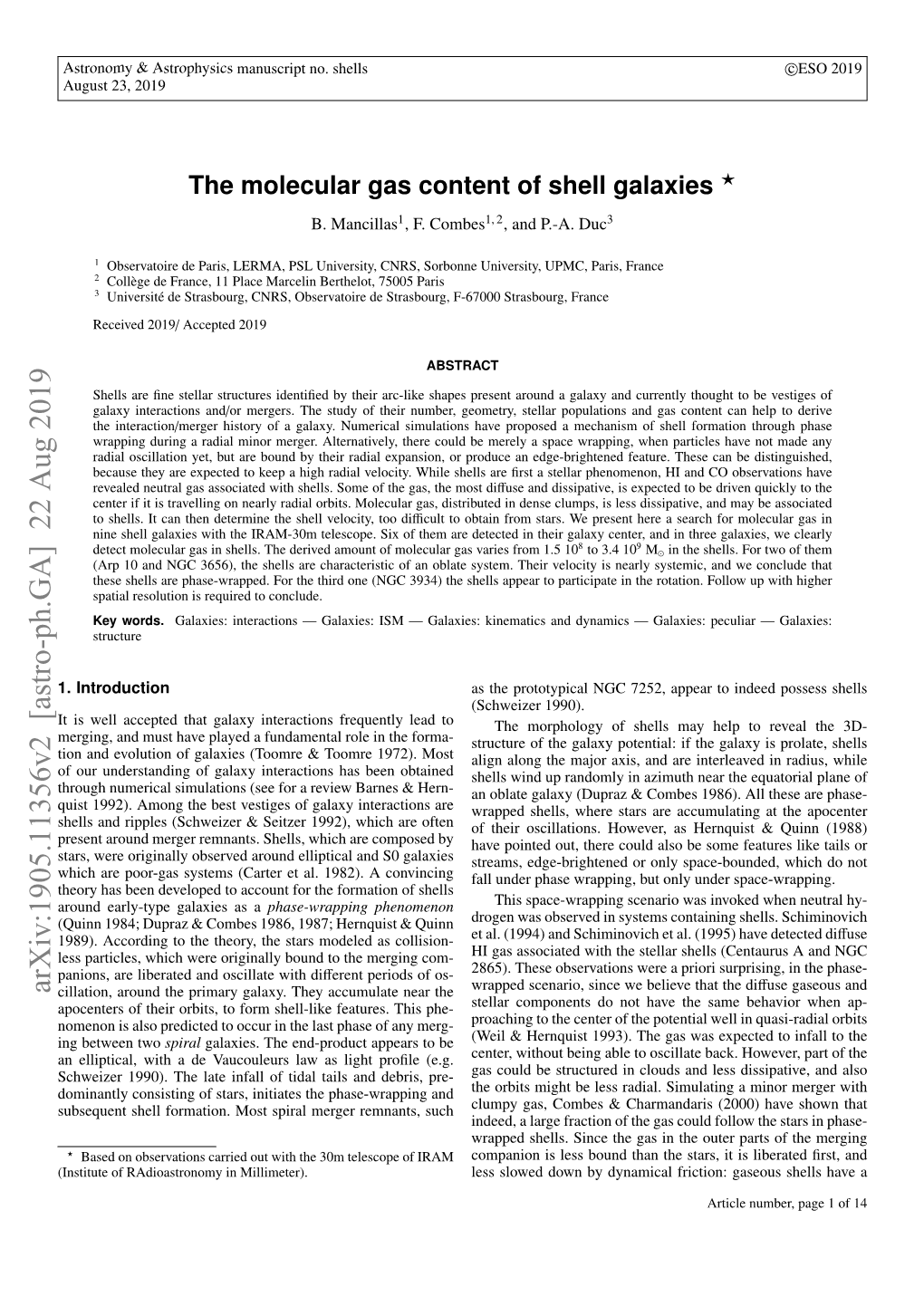 The Molecular Gas Content of Shell Galaxies ? B