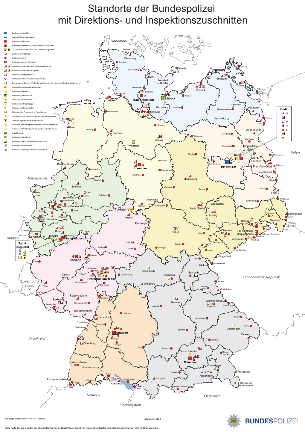Standortkarte Der Bundespolizei Mit Direktions- Und