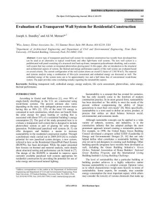 Evaluation of a Transparent Wall System for Residential Construction