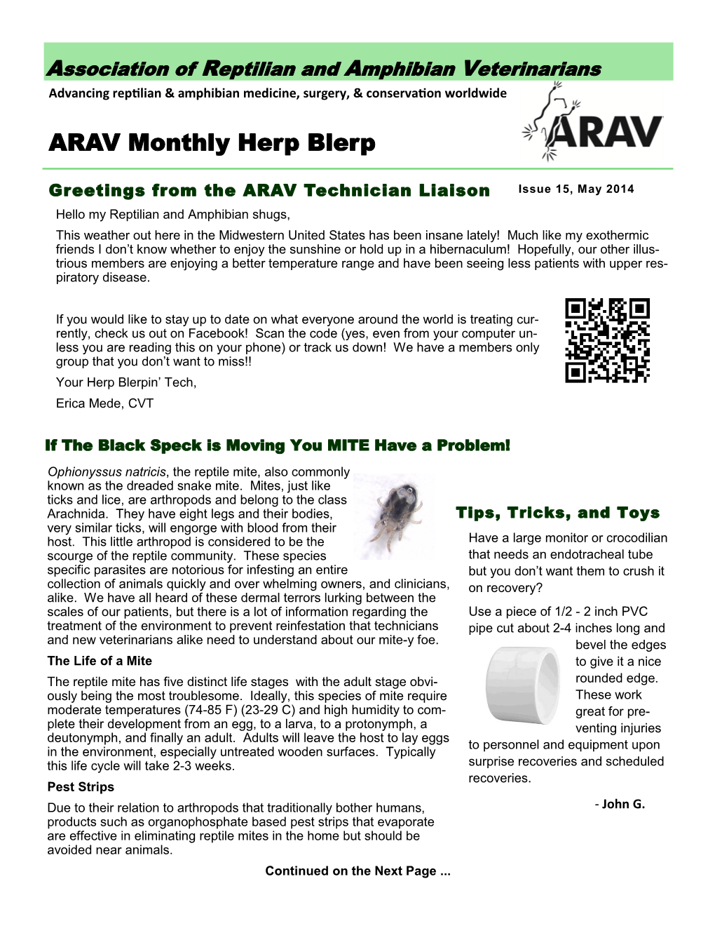 ARAV Monthly Herp Blerp