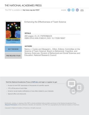 Enhancing Effectiveness of Team Science (PDF)