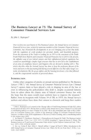 The Annual Survey of Consumer Financial Services Law