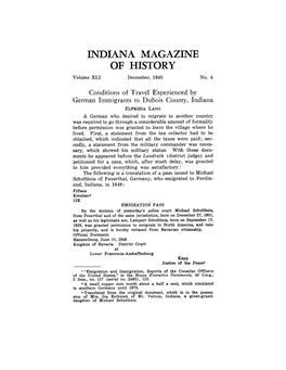 INDIANA MAGAZINE of HISTORY Volume XLI December, 1945 No