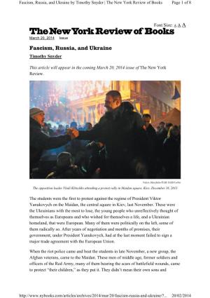 Fascism, Russia, and Ukraine by Timothy Snyder | the New York Review of Books Page 1 of 8
