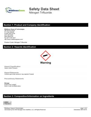 Safety Data Sheet Nitrogen Trifluoride