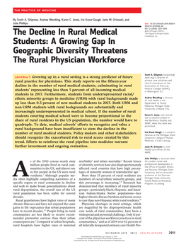 The Decline in Rural Medical Students: a Growing Gap in Geographic