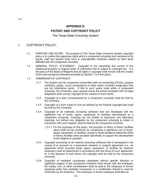 PATENT and COPYRIGHT POLICY the Texas State University System