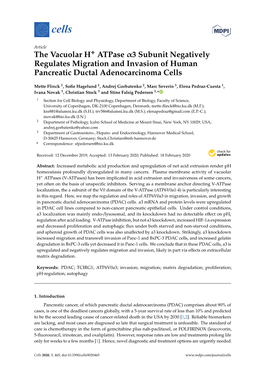 The Vacuolar H Atpase Α3 Subunit Negatively Regulates Migration And