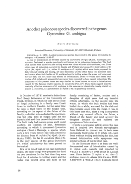 Another Poisonous Species Discovered in the Genus Gyromitra: G