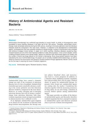 History of Antimicrobial Agents and Resistant Bacteria