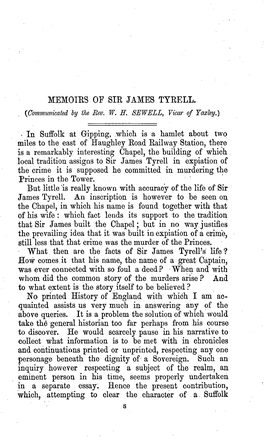 MEMOIRSOF SIR JAMES TYRELL. (Communicatedby the Rev