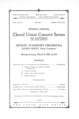 Choral Union Concert Series HILL AUDITORIUM ANN ARBOR