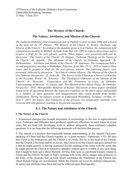 Lutheran-Orthodox Dialogue Statement, 2011