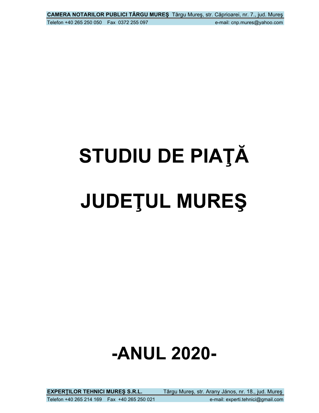 Studiu De Piaţă Judeţul Mureş