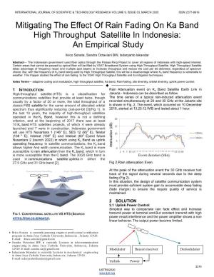 Mitigating the Effect of Rain Fading on Ka Band High Throughput Satellite in Indonesia: an Empirical Study