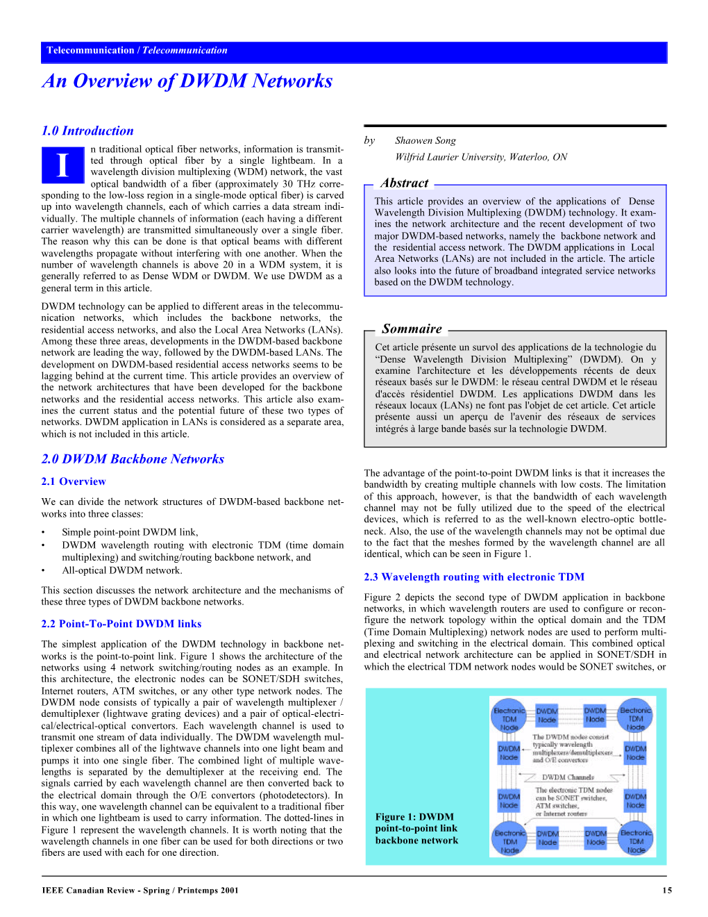 An Overview of DWDM Networks