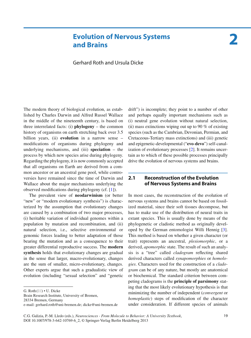 Evolution of Nervous Systems and Brains 2