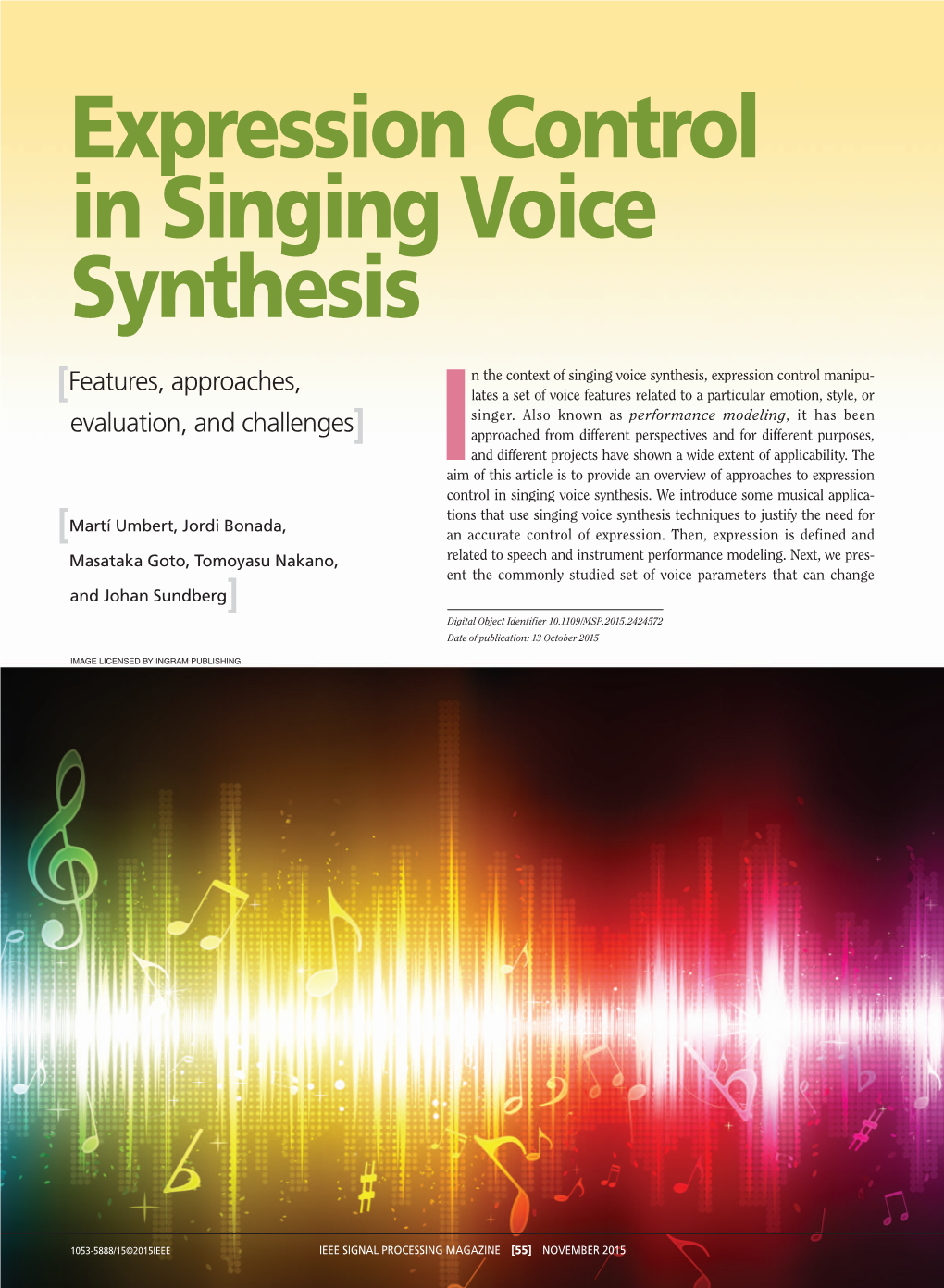 Expression Control in Singing Voice Synthesis