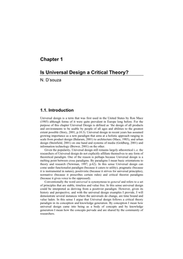 Chapter 1 Is Universal Design a Critical Theory?