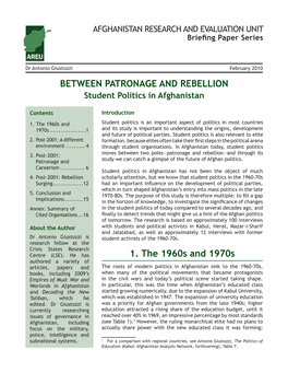 BETWEEN PATRONAGE and REBELLION 1. the 1960S and 1970S