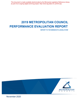 Performance Evaluation Report Report to the Minnesota Legislature