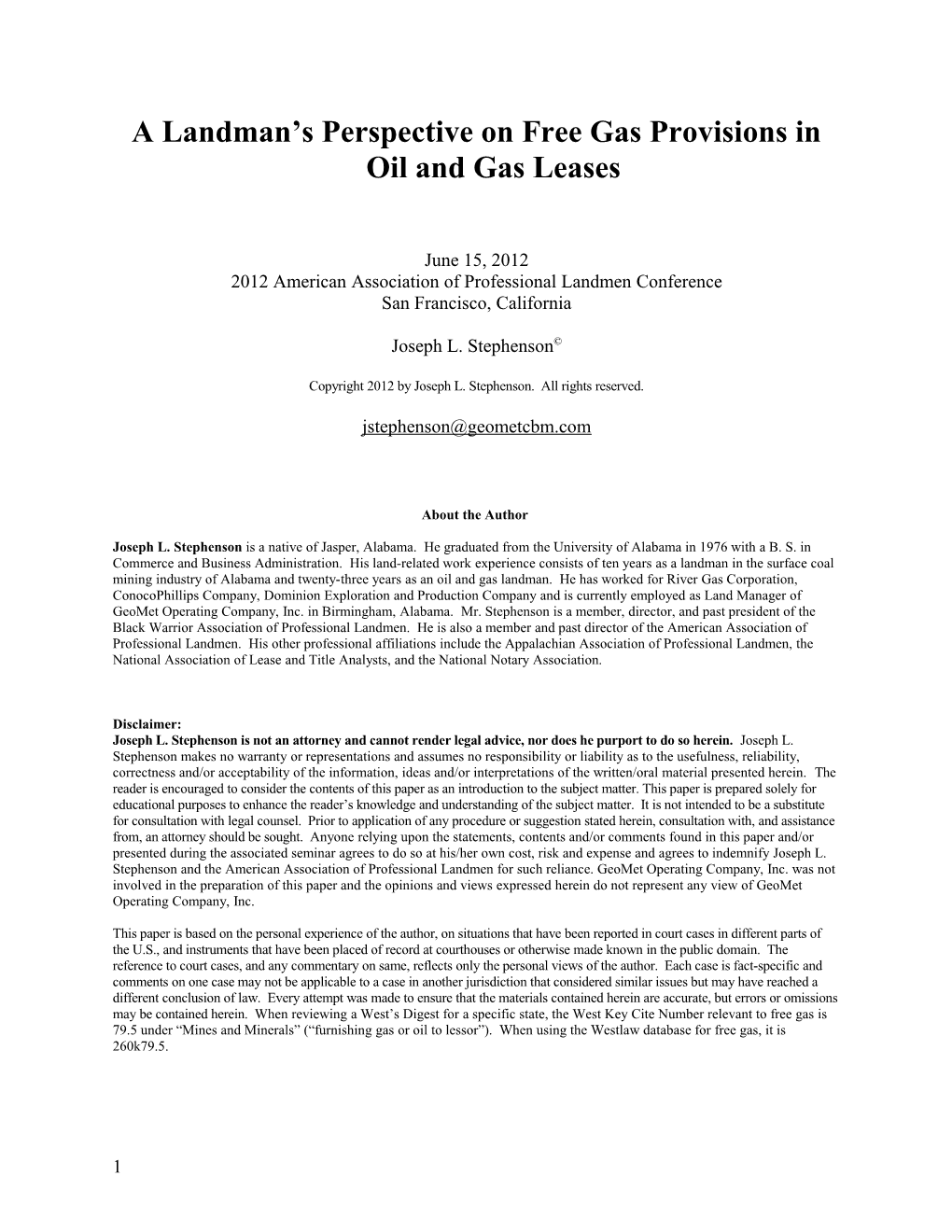 A Landman S Perspective on Free Gas Provisions in Oil and Gas Leases